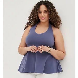 Torrid HALTER PEPLUM TOP - FOXY DARK BLUE size 2 NWT